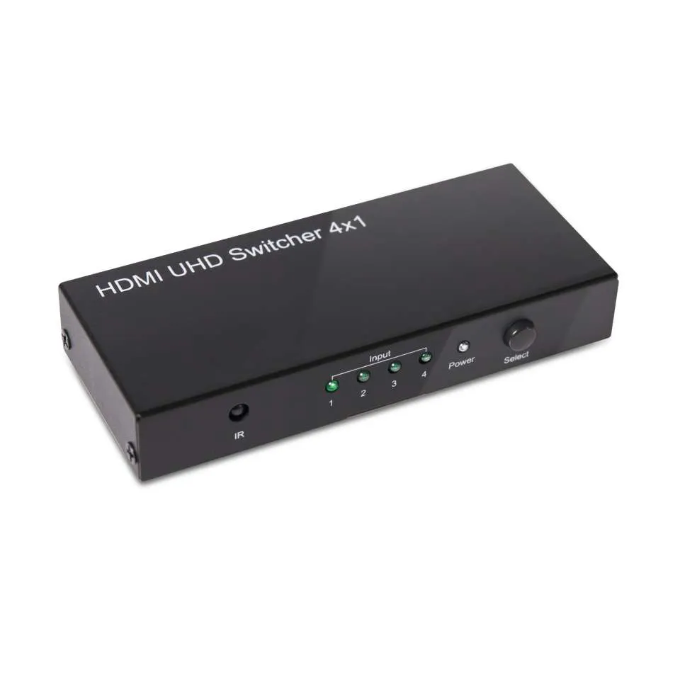 Club 3D HDMI-kytkin, 4 tuloa - 1 l&auml;ht&ouml;, HDMI 2.0, kaukos&auml;&auml;din, Musta