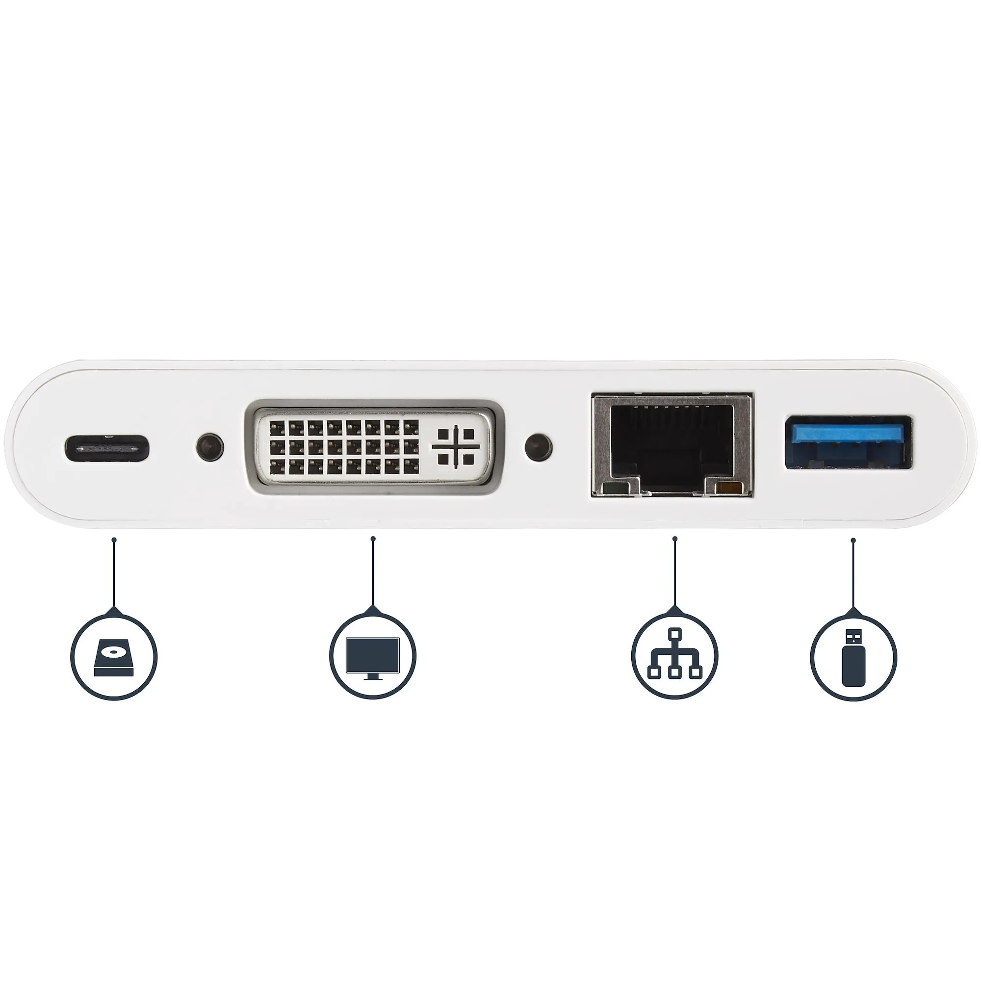 Multiport Adapter - USB C DVI PD White