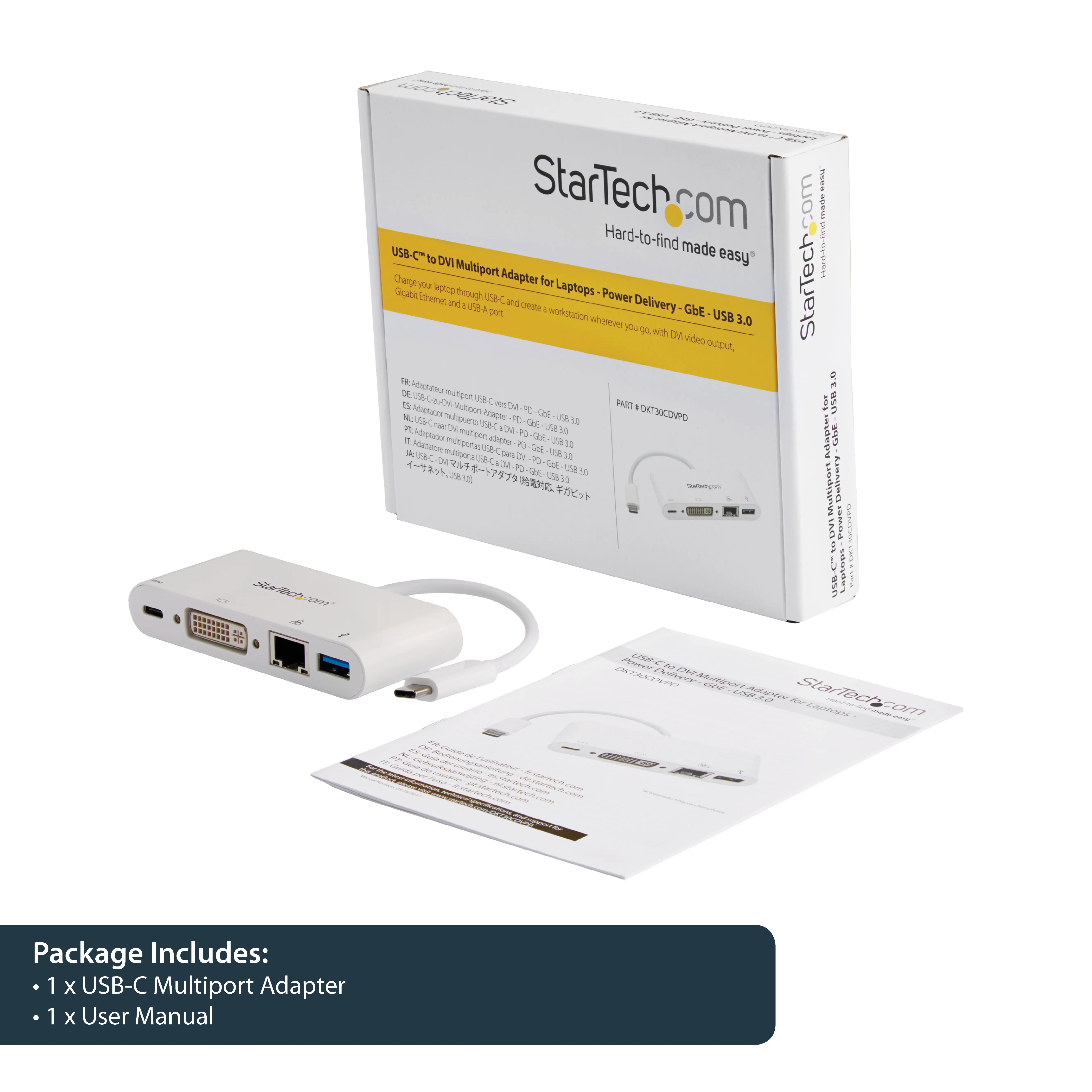Multiport Adapter - USB C DVI PD White