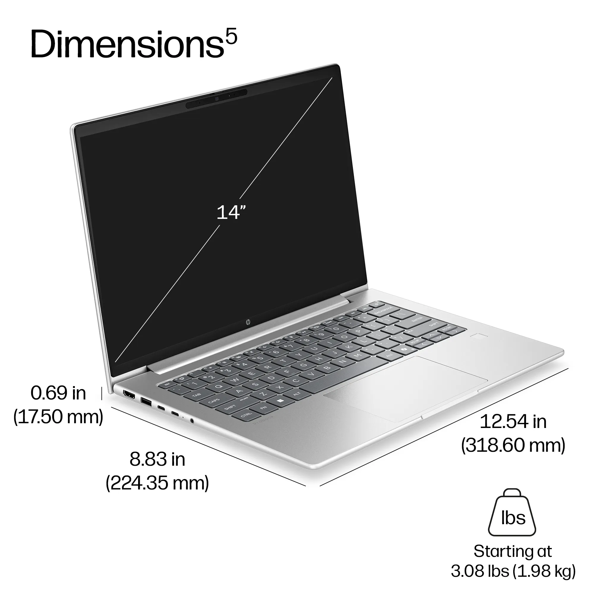 HP ProBook 4 G2i 14.0" Ultra 5 322, 16GB, 512GB, Win 11 Pro - Notebook, Silver