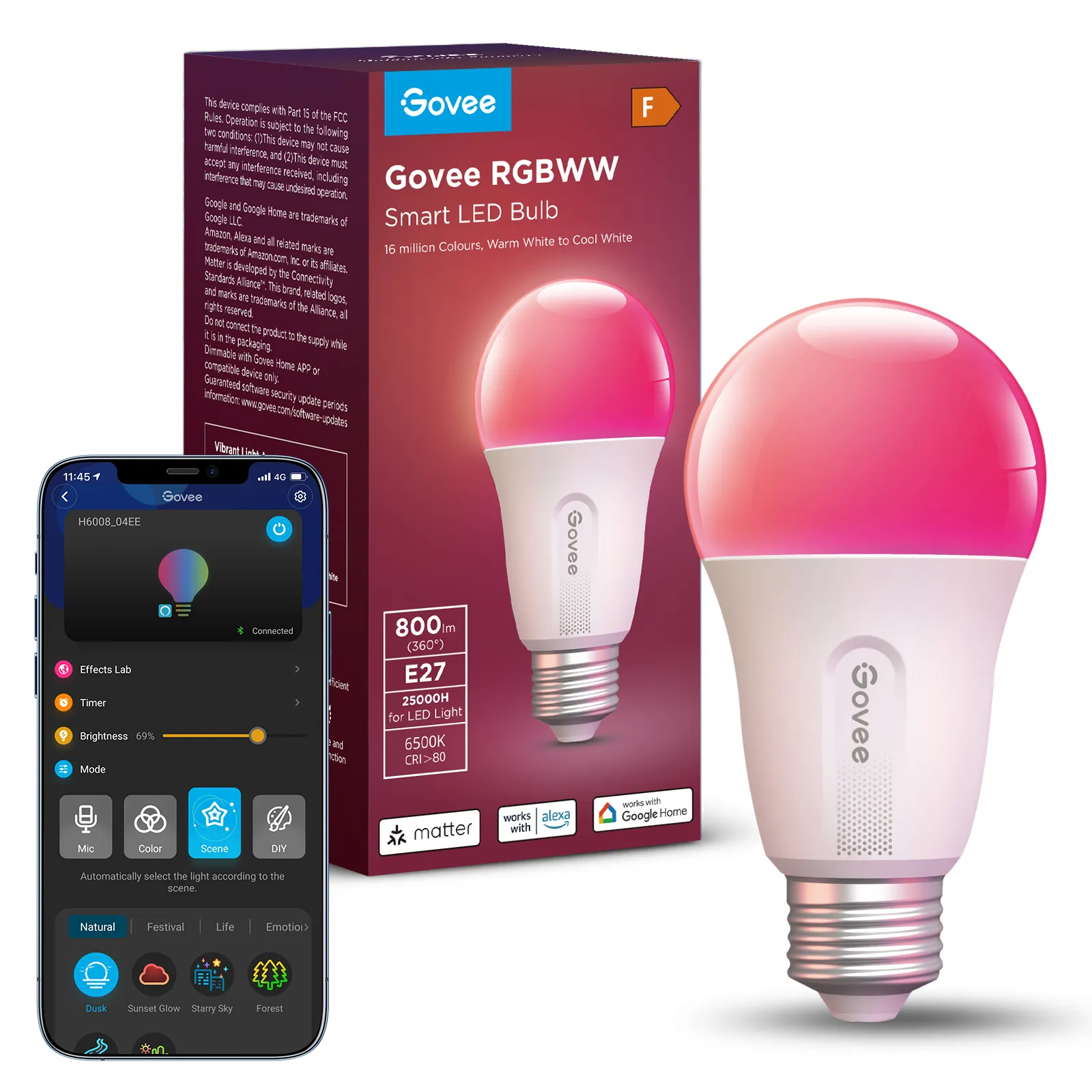Govee WIFI & Bluetooth - smart bulb, E27, 800lm