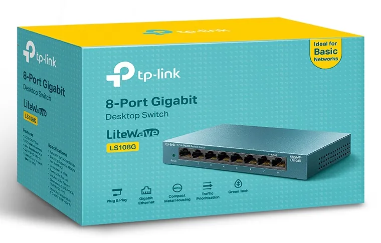 TP-Link LiteWave 8-Port Gigabit Desktop Switch, 8 Gigabit RJ45 Ports, Desktop