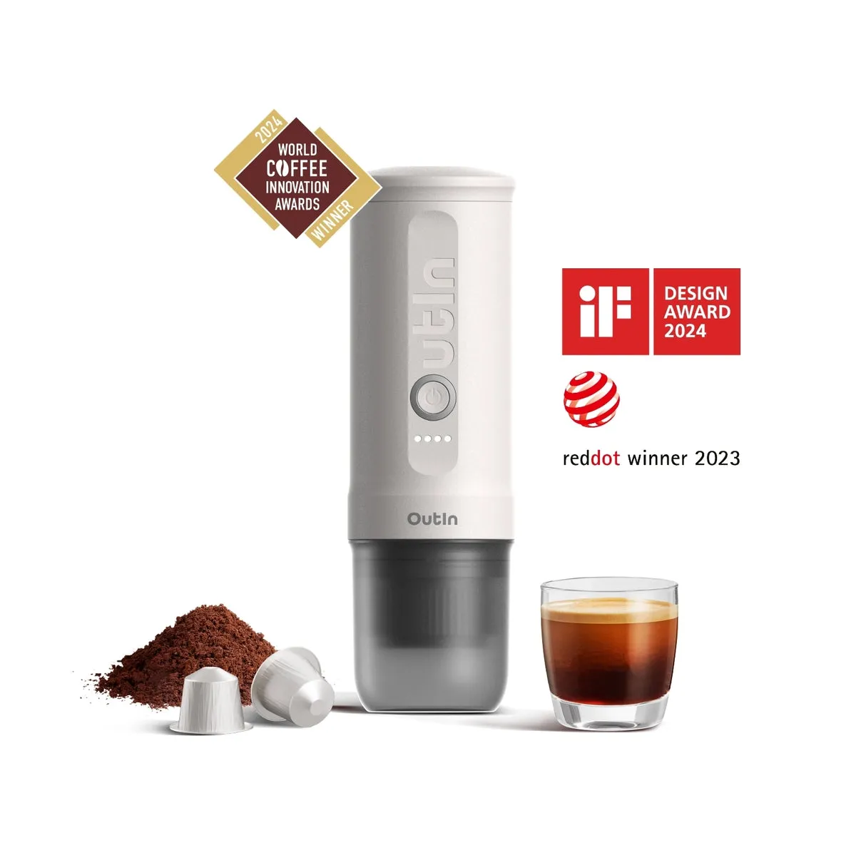 OutIn Nano Portable - espresso maker, Pearl White
