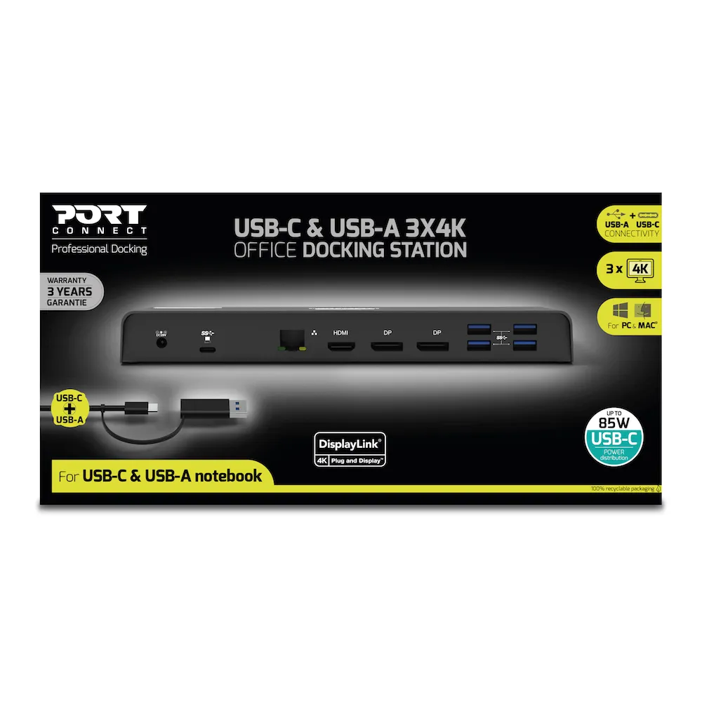 PORT Designs USB-C Office Docking Station 3 x 4K- 901904-EU
