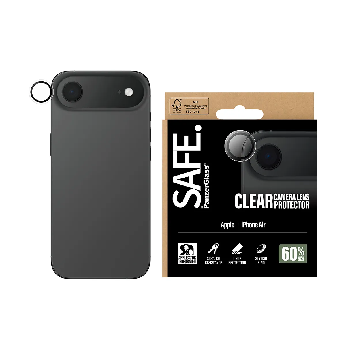 Panzerglass Safe iPhone Air - linsskydd, Transparent