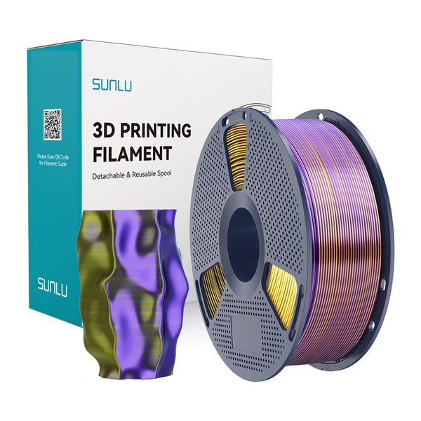 SUNLU PLA+ Silk, 1.75 mm, 1 kg 3D Printer Filament, Black, Gold, Purple