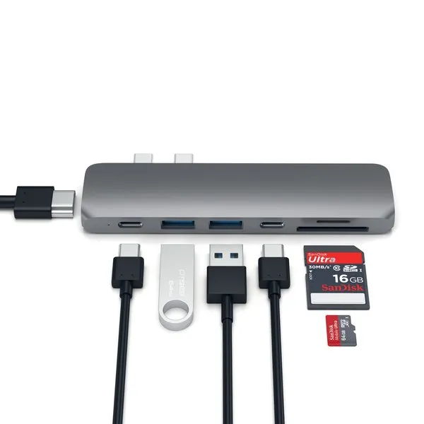 Satechi Aluminium USB-C Pro Hub -adapteri, Tähtiharmaa