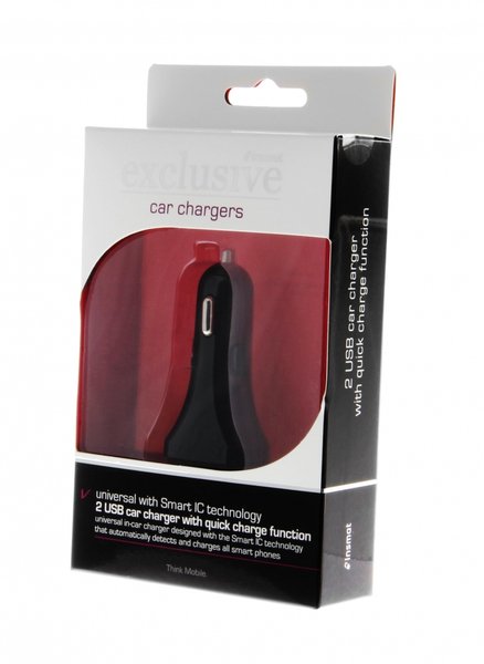 Insmat QC 3.0 billaddare, 2xUSB