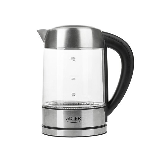 Adler AD 1247 kettle, 1.7L, 2200W, Transparent