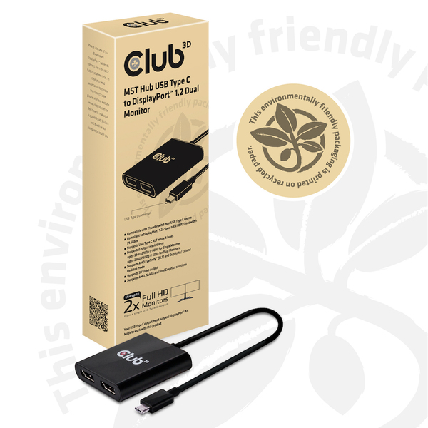 CLUB3D MST HUB 1 x USB TYPE C &gt; 2 x DP