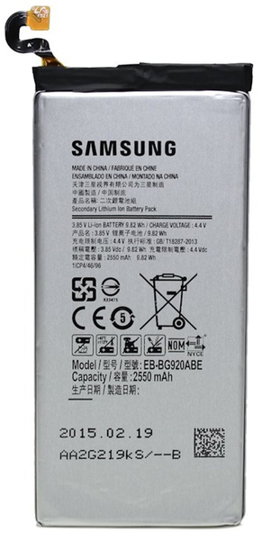 Samsung batteri f&ouml;r Galaxy S6, 3,8V, 2550 mAh