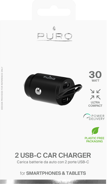 Puro Car Charger Mini 2 USB-C 30W, Black