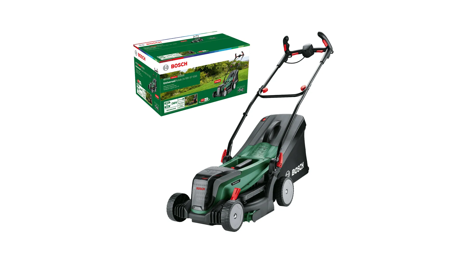 Bosch UniversalRotak 18V-37-550 Solo - batteridriven gr&auml;sklippare (utan batteri)