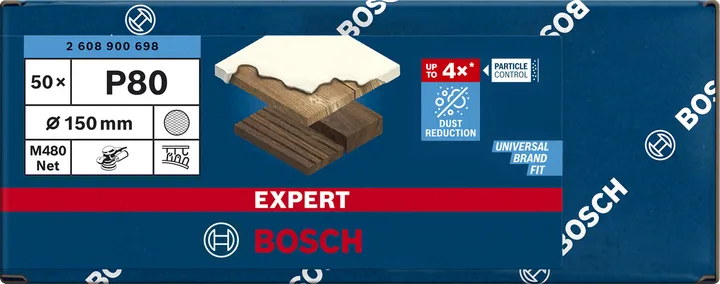 Bosch Expert M480 mesh sanding sheet O 150mm, K80 (50 pieces)