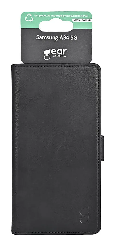 GEAR Wallet, Galaxy A34 5G -lompakkokotelo, Musta