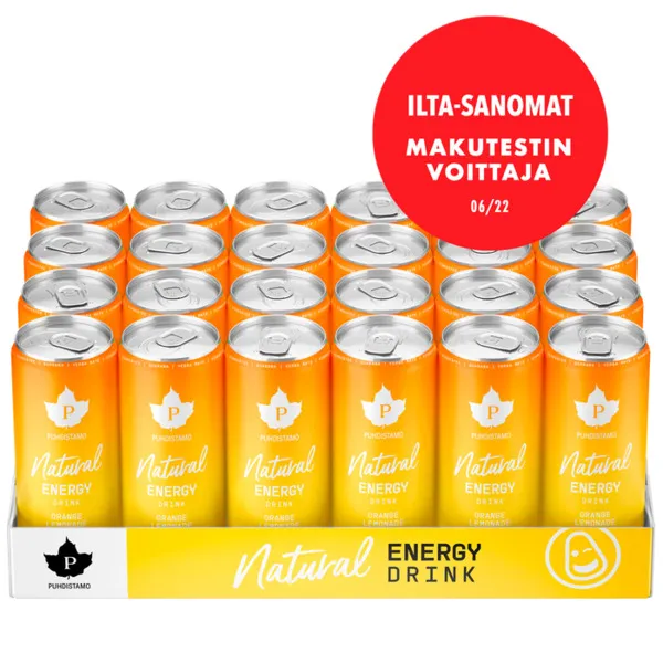 Puhdistamo Natural Energy Drink Orange Lemonade - 330 ml 24-pack