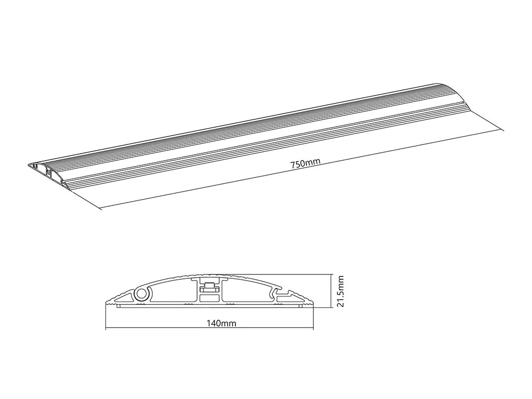 M Cable Cover Floor Aluminum - 139mm W - 750mm L