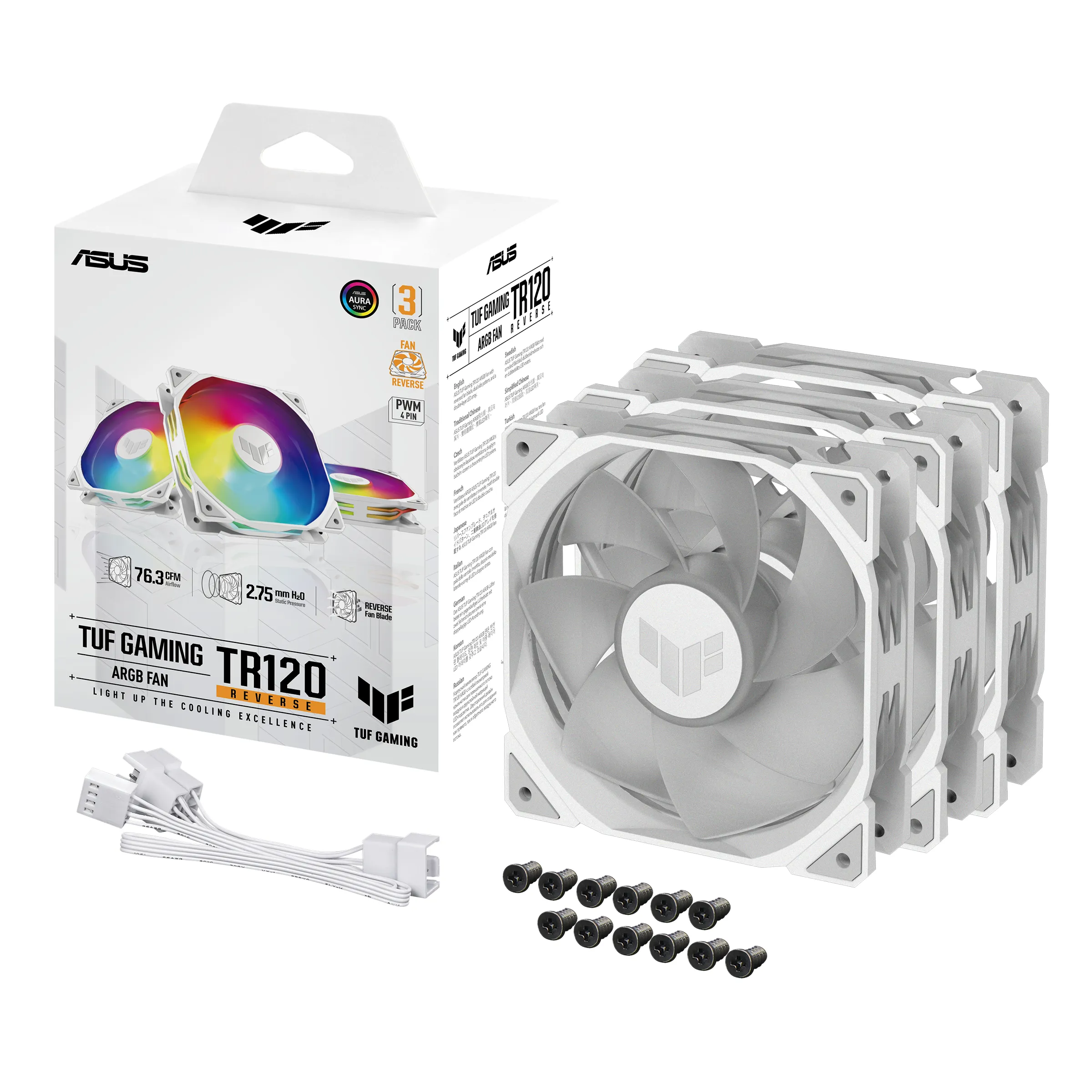 ASUS TUF GAMING TR120 ARGB REVERSE 3IN1 120mm White