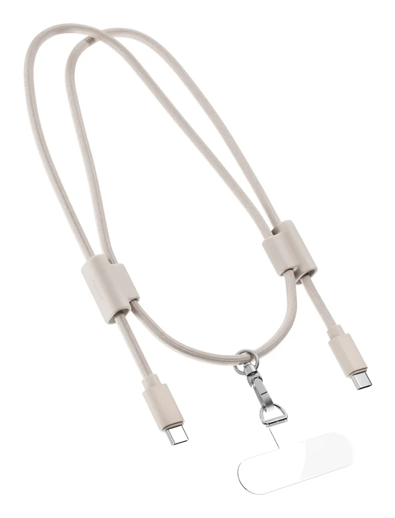 Epico Phone Lanyard USB-C -kaapeli, 60 W, 0,8 m, beige
