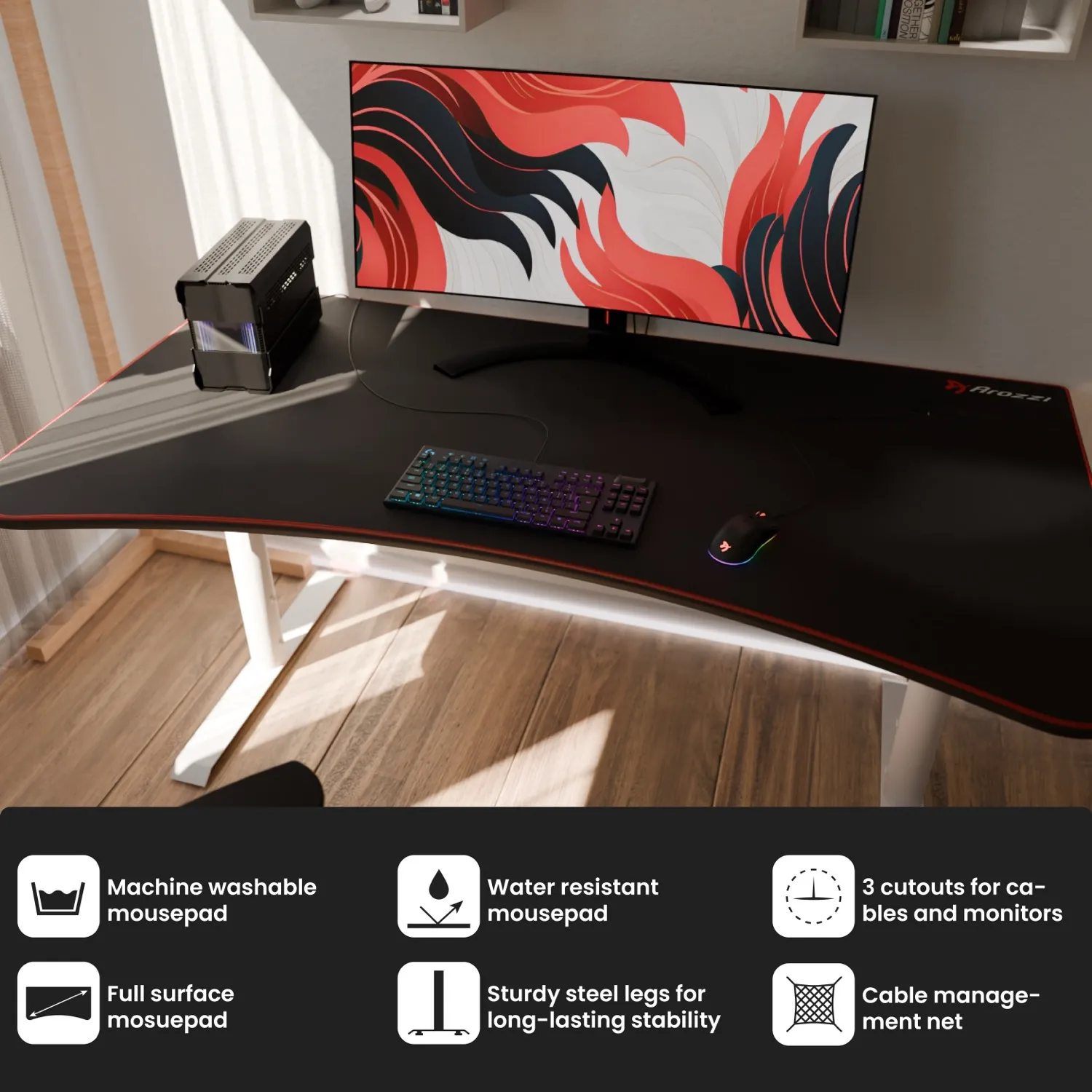 Arozzi Arena Gamingbord - Vit (1600 x 820 mm)