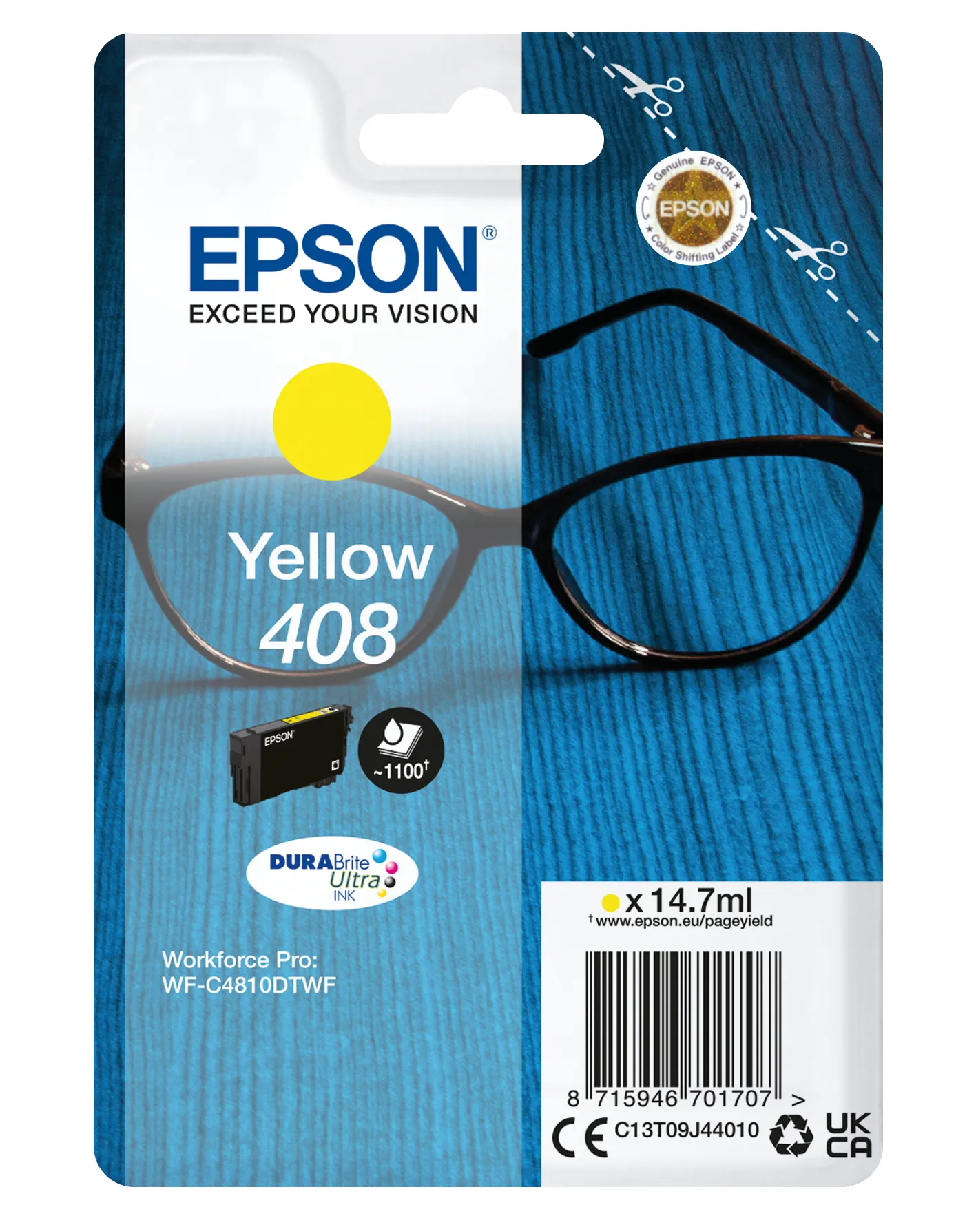 Epson 408 bl&auml;ckpatron, 14.7 ml, gul