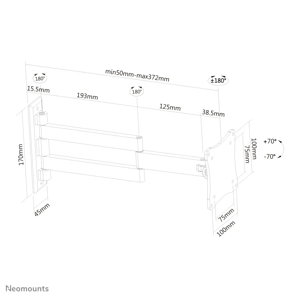 NEWSTAR Flatscreen Wall Mount 3 pivots &amp; tiltable
