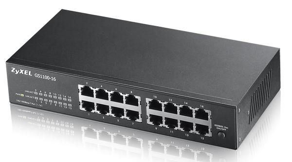ZYXEL GS1100-16EPS - 16-porttinen hallitsematon Gigabit PoE -kytkin