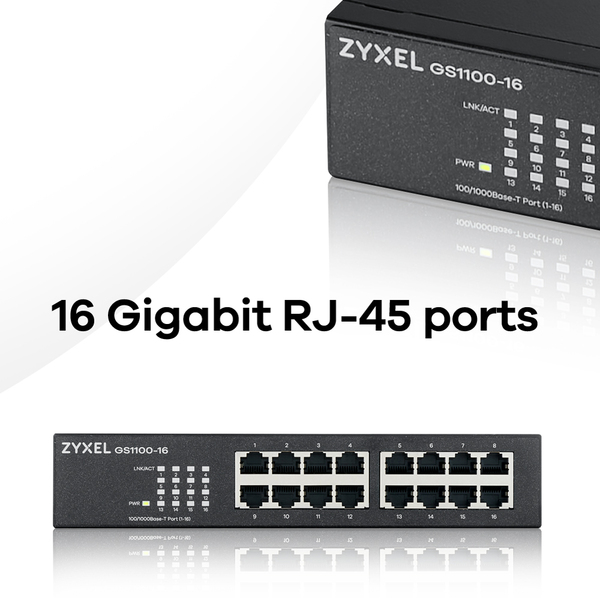 Zyxel GS1100-16ES - 16-Port Gigabit Unmanaged Switch