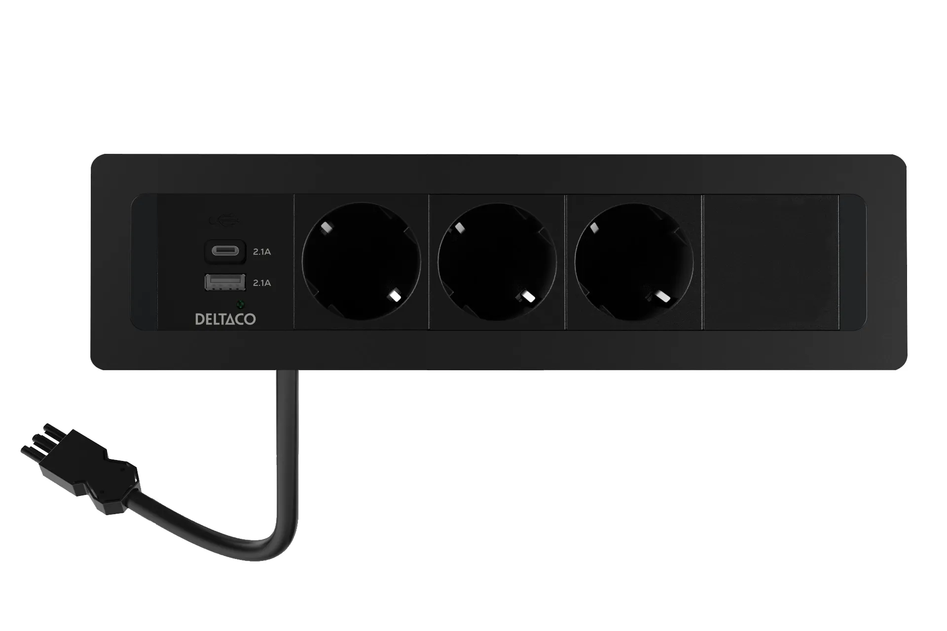 Deltaco Office Recessed Outlet Box, 3 outlets, black