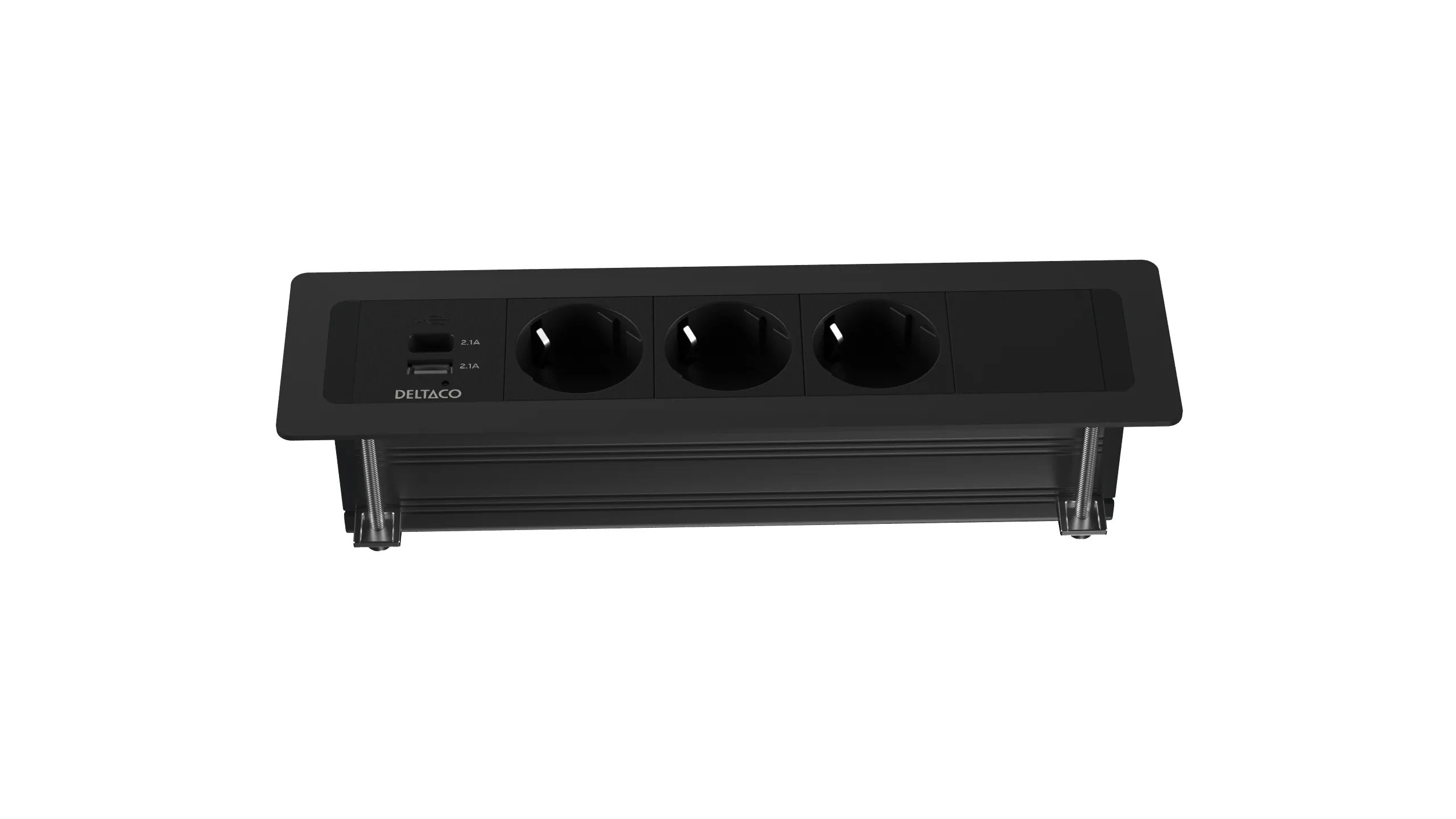Deltaco Office Recessed Outlet Box, 3 outlets, black