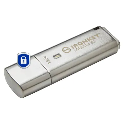 Kingston IronKey Locker+ 50 32GB USB 3.2 Gen 1x1 - memory stick, Silver