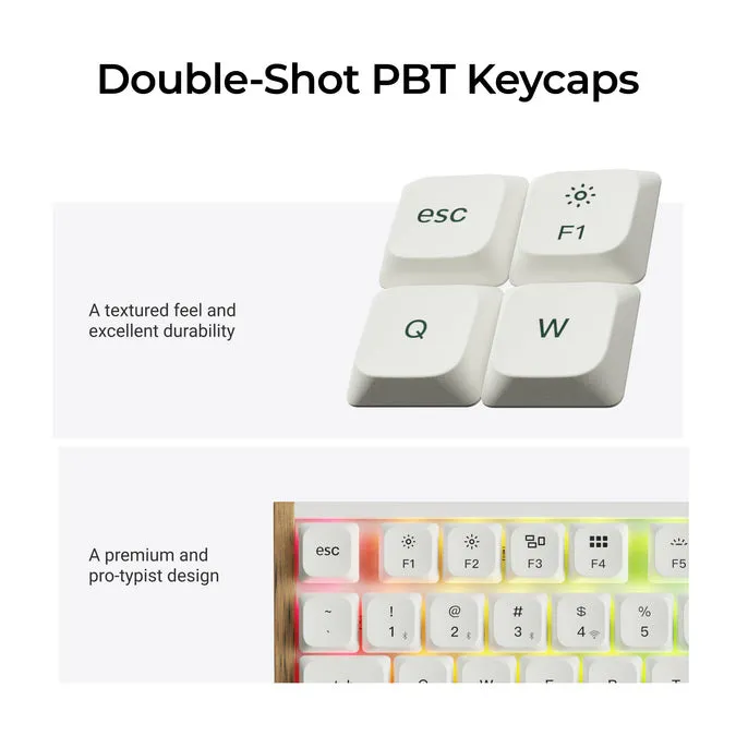 Keychron K5 Ultra SE 8K tr&aring;dl&ouml;st mekaniskt speltangentbord, Low-Profile Milk POM Red, vit