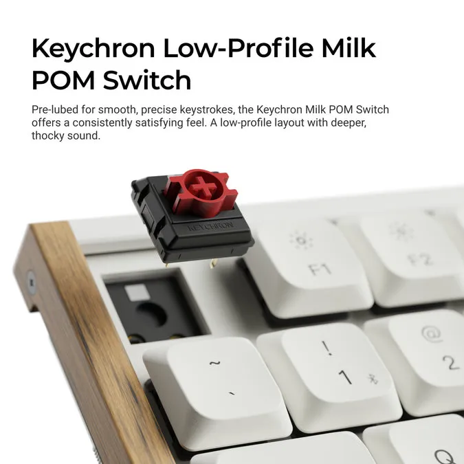 Keychron K5 Ultra SE 8K tr&aring;dl&ouml;st mekaniskt speltangentbord, Low-Profile Milk POM Red, vit