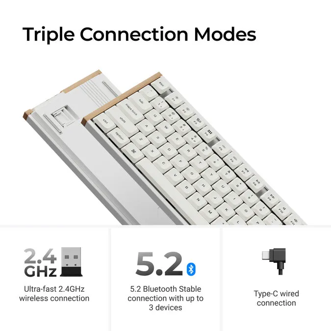 Keychron K5 Ultra SE 8K tr&aring;dl&ouml;st mekaniskt speltangentbord, Low-Profile Milk POM Red, vit