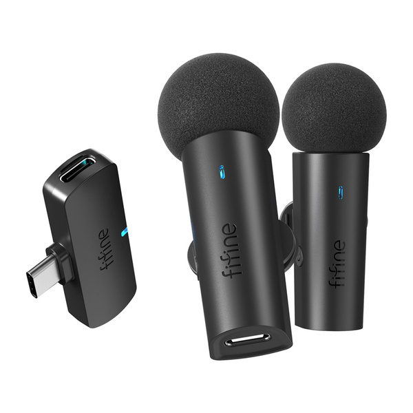FIFINE M8, Condenser Wireless Lavalier Microphone (incl. 2 transmitters + 1 receiver), Black