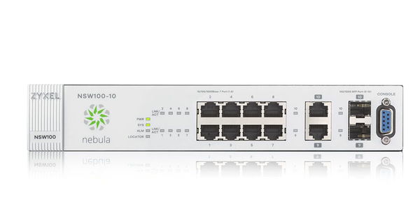 ZYXEL NSW100-10 NEBULA CLOUD MANAGED 8 PORT SWITCH, 8X 1G + 2X 1G UPLINK INC. 1 YEAR PROFESSIONAL PACK