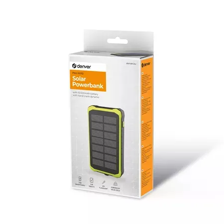 Denver 10.000 mAh Solar - powerbank med vev