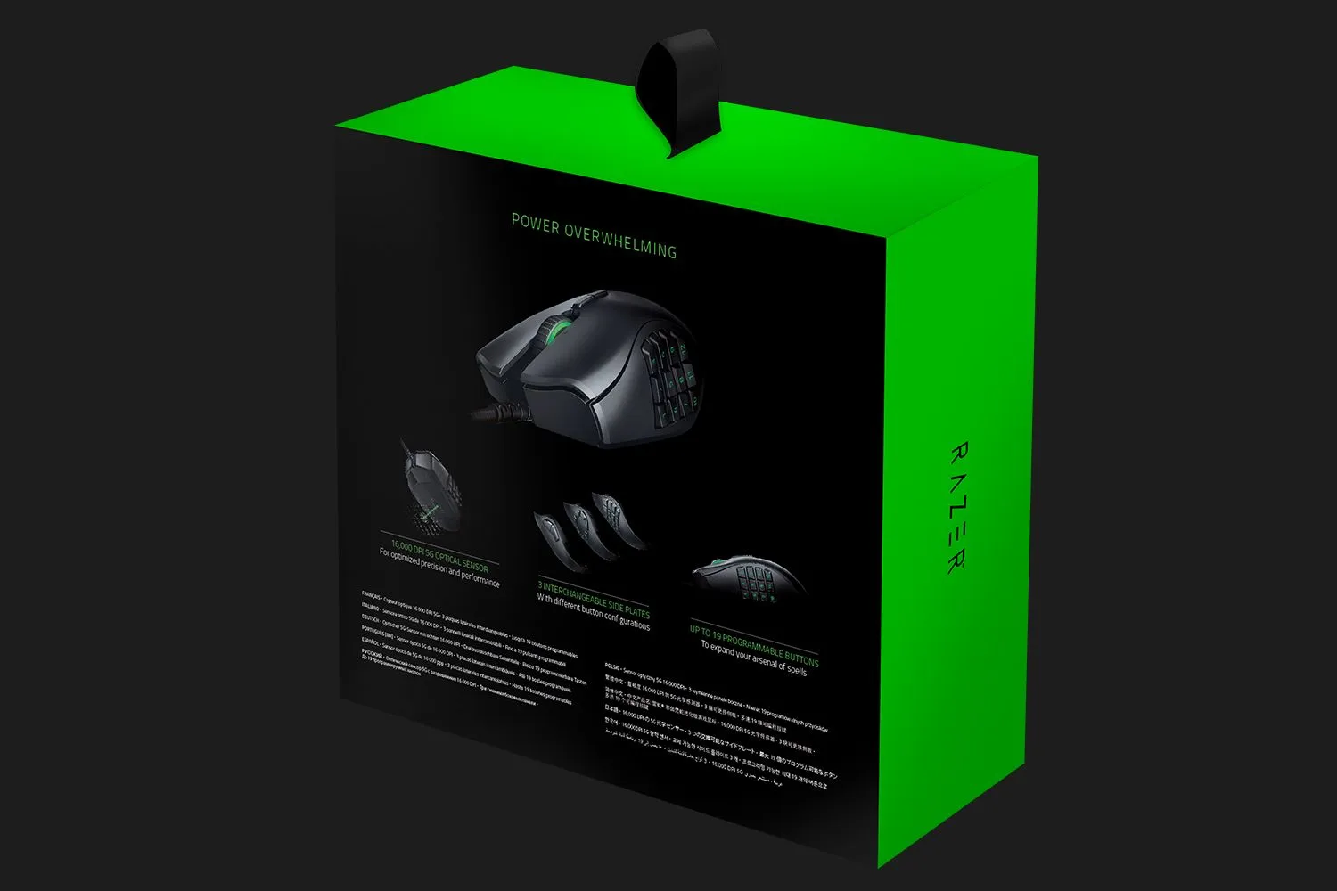 Razer Naga Trinity MOBA/MMO - gaming mouse, Black,Green