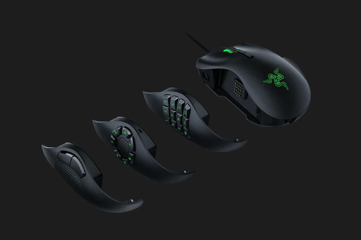 Razer Naga Trinity MOBA/MMO - gaming mouse, Black,Green
