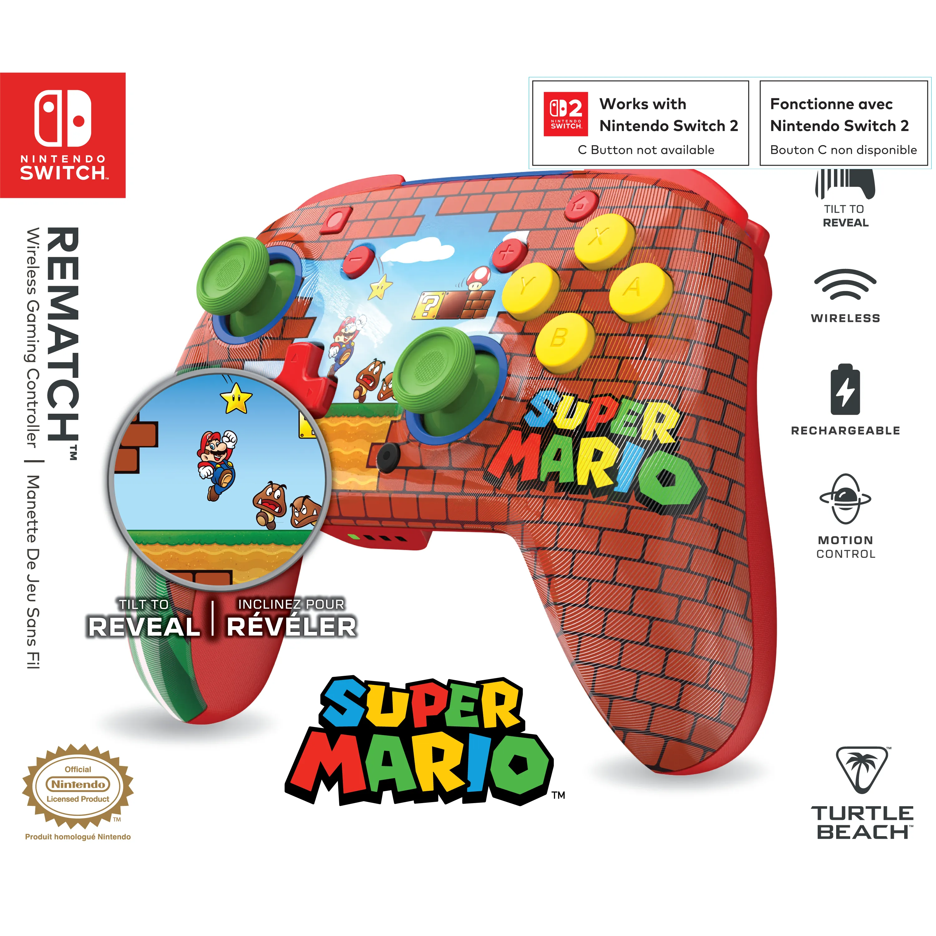 Turtle Beach Rematch Wireless Controller for Nintendo Switch - Mario Bricks