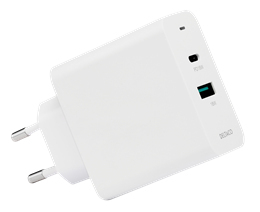 DELTACO USB wall charger, 1x USB-C PD 18 W, 1x USB-A 18 W, 36 W, white