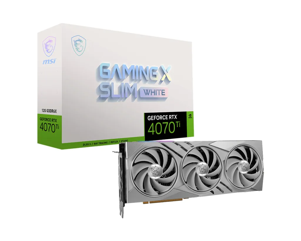 MSI GeForce RTX 4070 Ti Gaming X Slim 12G -näytönohjain, valkoinen