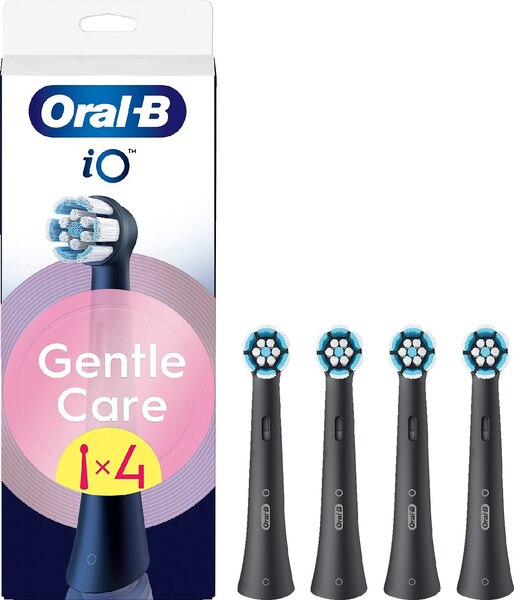 Oral-B iO Gentle Care 4 pcs Replacement Toothbrush Heads, Black