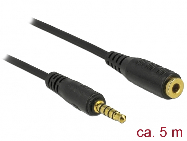 Delock Extension Cable Stereo Jack 3.5mm 5 pin male to female 5m black