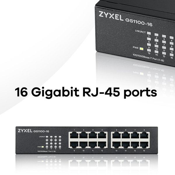 Zyxel GS1100-16ES - 16-porttinen hallitsematon gigabit-kytkin