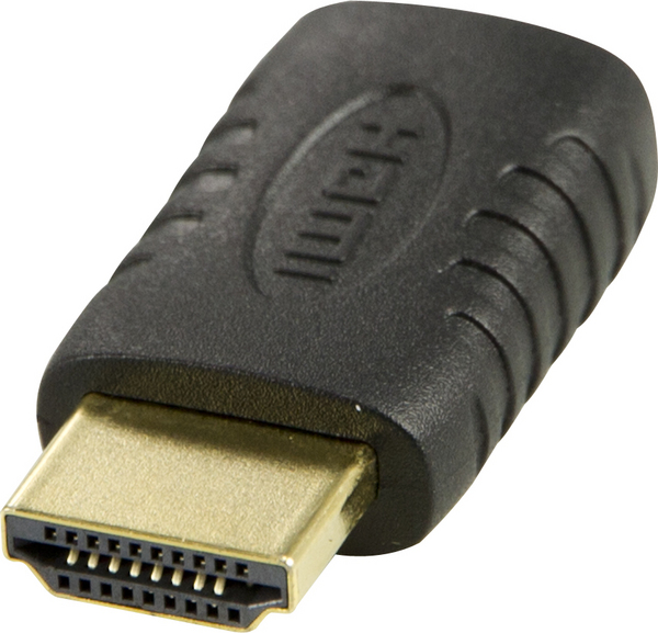DELTACO HDMI-adapter, mini HDMI ho till HDMI ha, 19-pin, guldpl&auml;terad