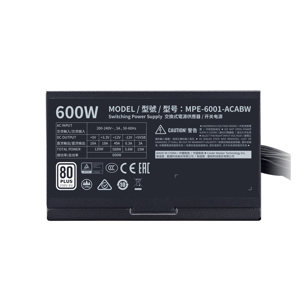 Cooler Master MWE V2 White 600W - PSU, 80 Plus White