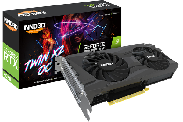 Inno3D GeForce RTX 3050 TWIN X2 OC - 8GB - 3x DisplayPort, 1x HDMI 2.1