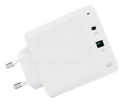 DELTACO USB wall charger, 1x USB-C PD 18 W, 1x USB-A 18 W, 36 W, white
