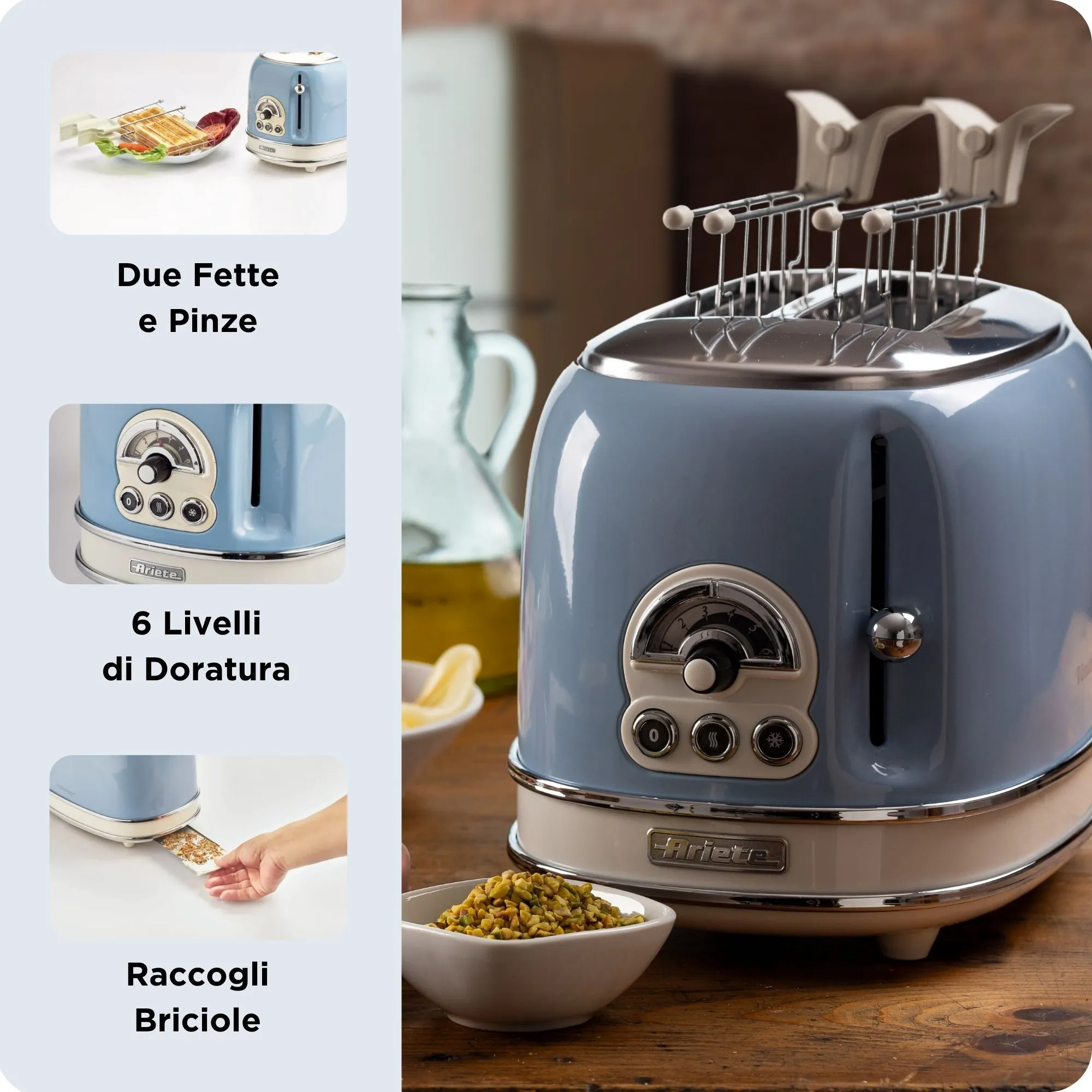 ARIETE 00C015505AR0 toaster, 2 slices, Light Blue